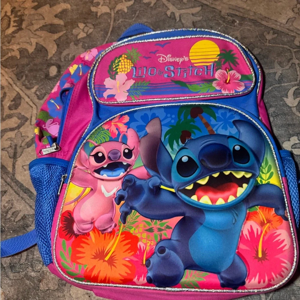 Disney Lilo & Stitch Kids Backpack - Blue, Pink, and Orange